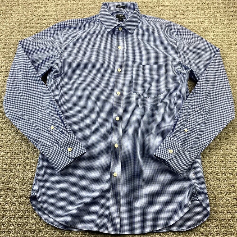 J. Crew Thompson Button Down Shirt Men Medium M 15-15.5 Blue White Checkered